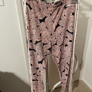 adidas Neo Leaf Alloverprint Leggings - Size L - Blue/Pink